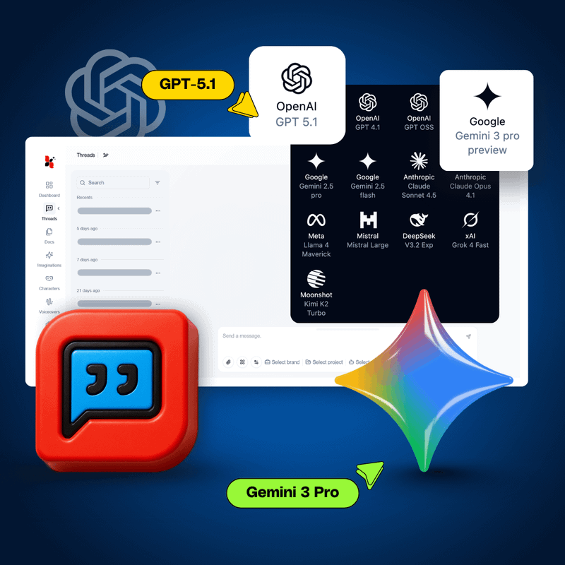 Release Note #19: Just Dropped – Gemini 3, GPT-5.1, Branching, and 7 Video Models (Plus a Big Win!)